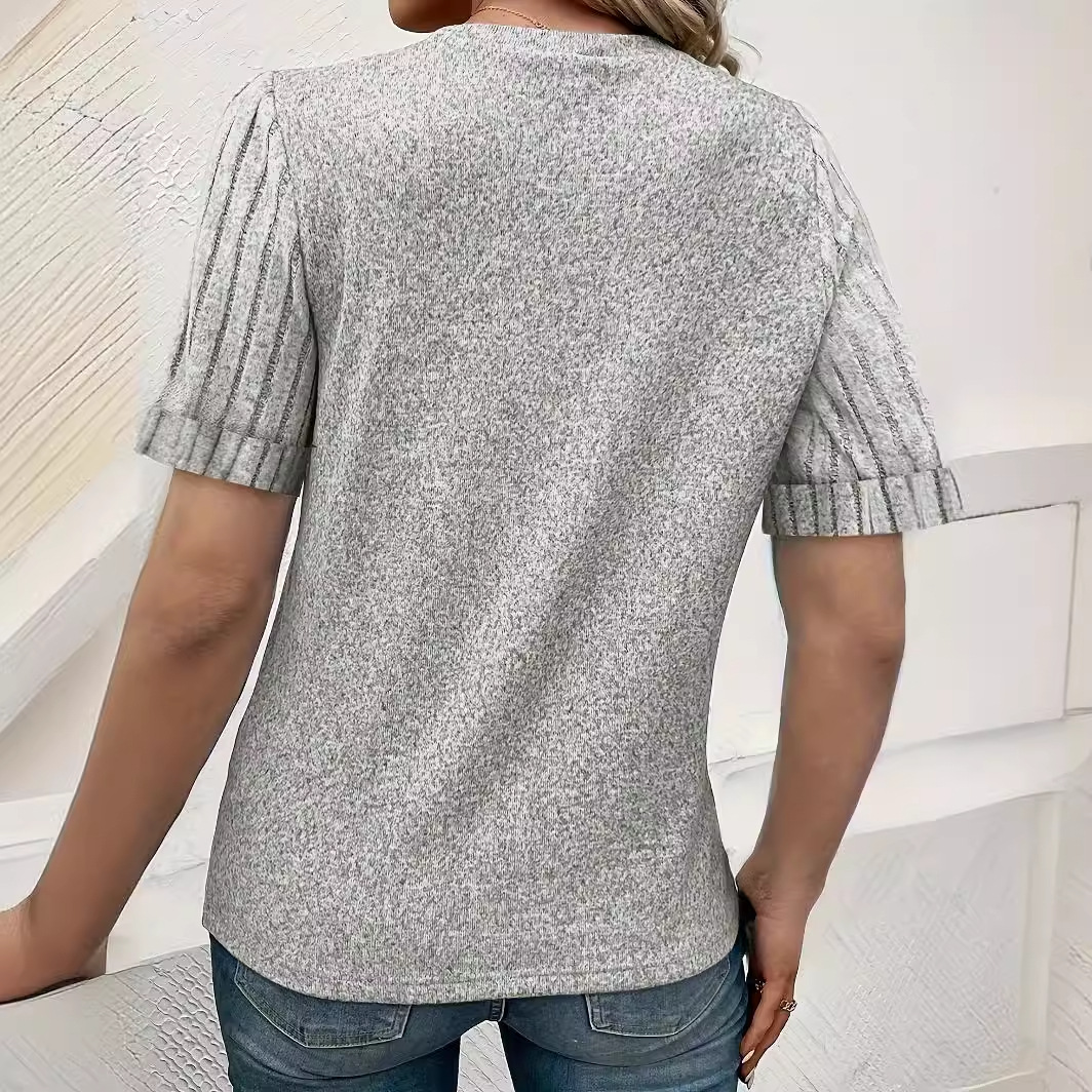 Damen Strickshirt mit kurzen Ärmeln