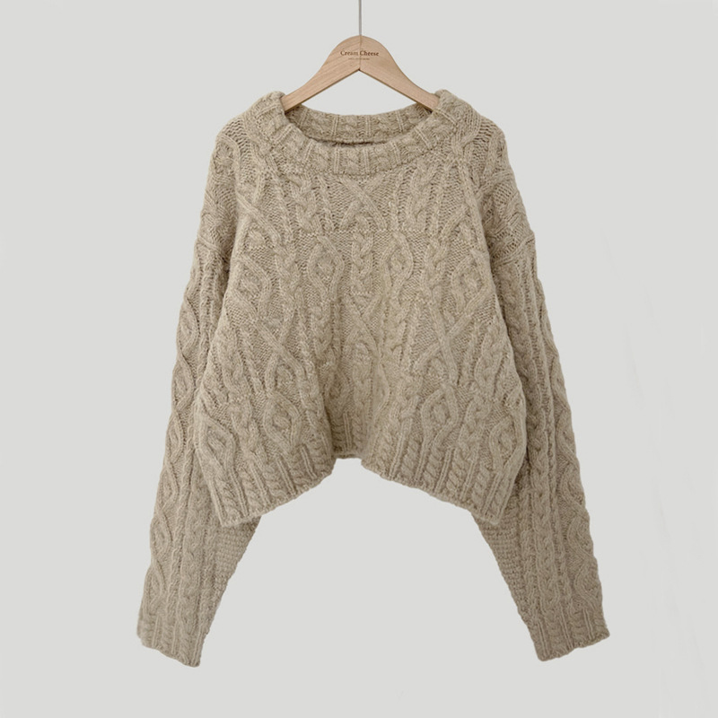 Damen kurzer oversized Strickpullover