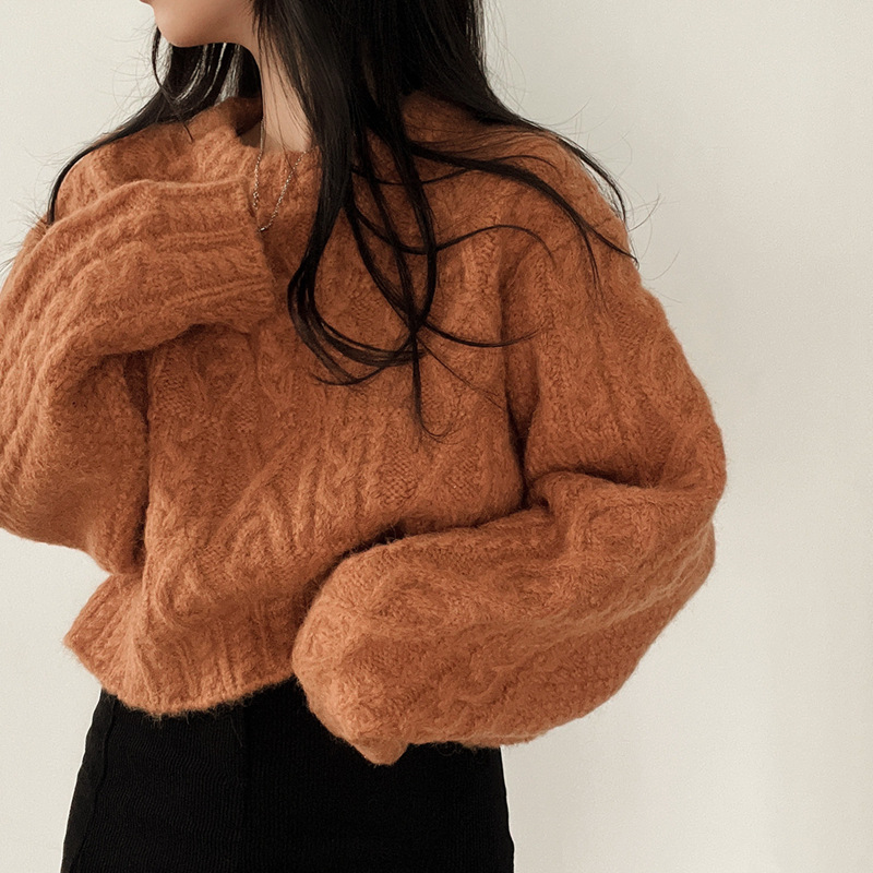 Damen kurzer oversized Strickpullover