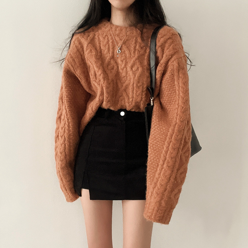Damen kurzer oversized Strickpullover