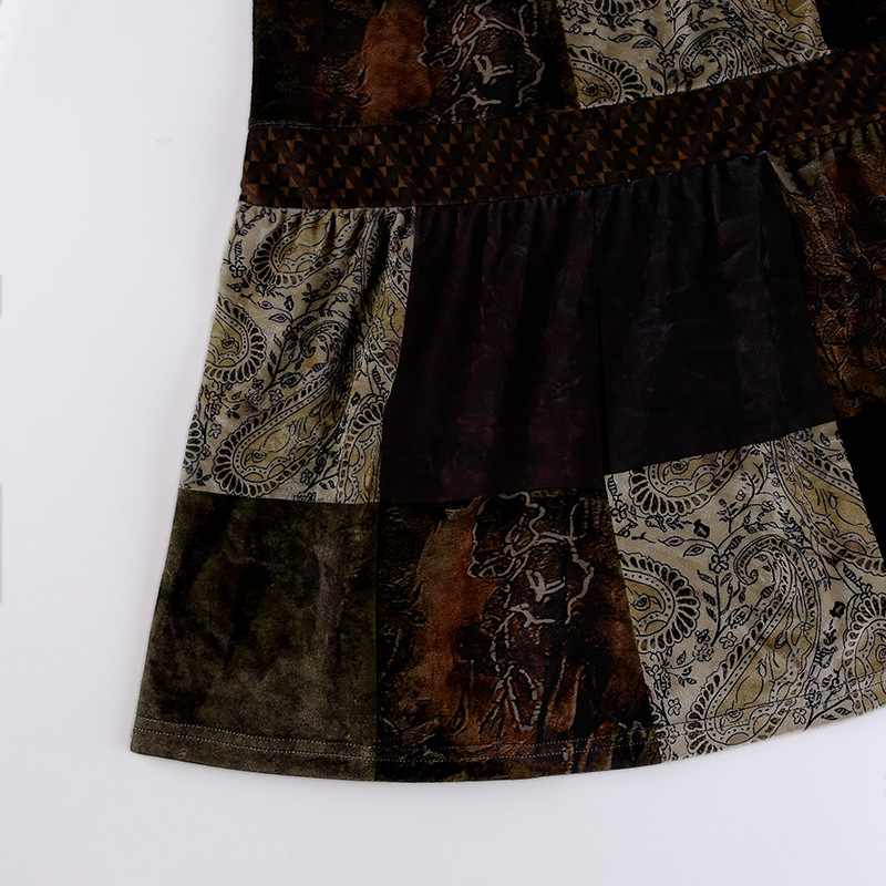 Damen Patchwork Maxirock aus Samt