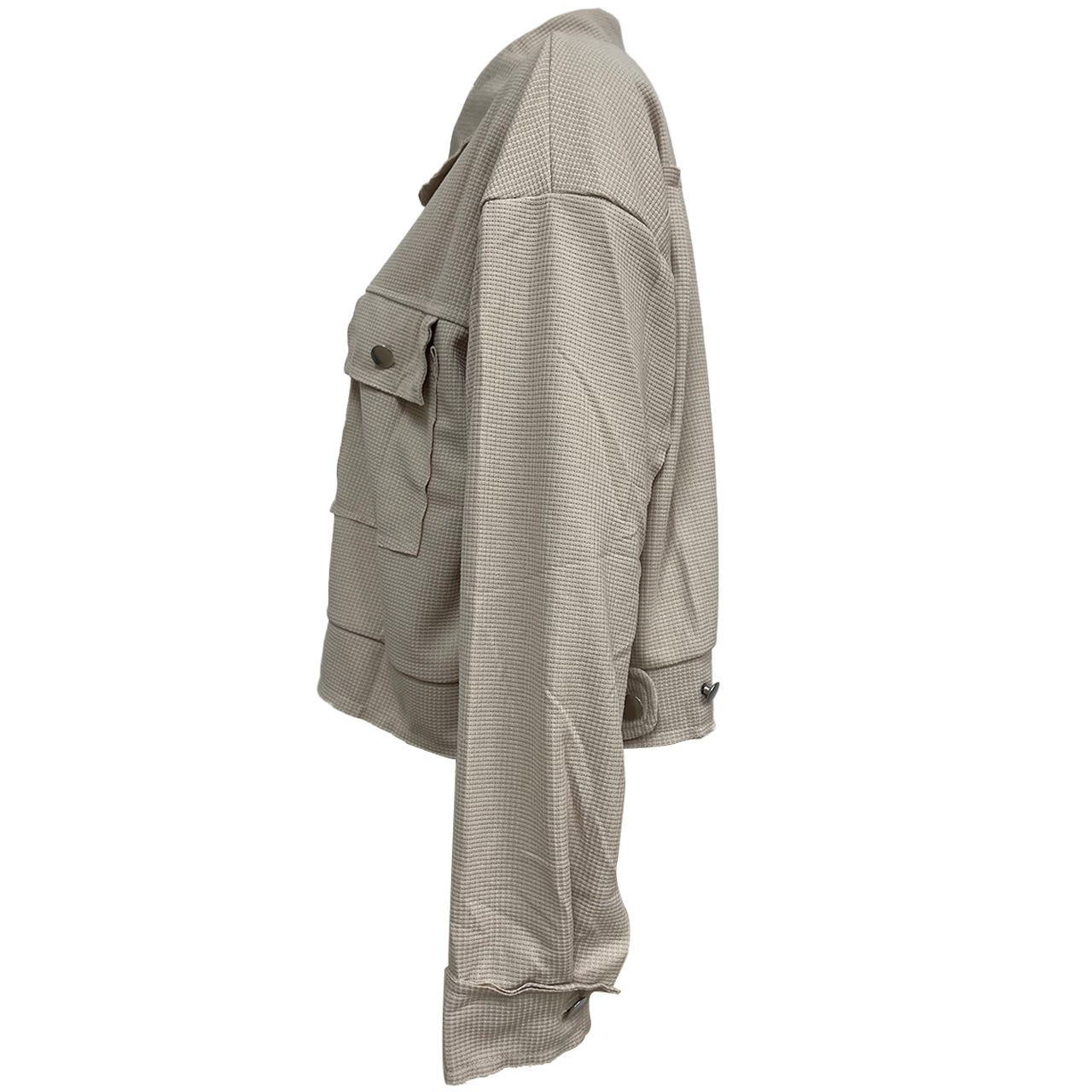 Damen stylische Übergangsjacke mit Waffelstruktur und aufgesetzten Taschen
