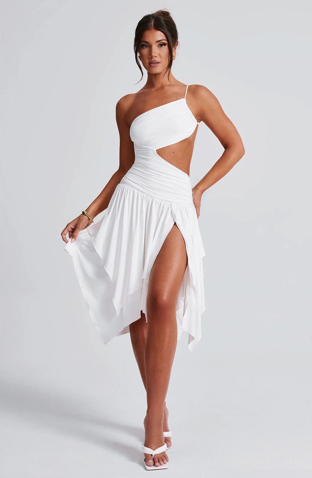 Damen asymmetrisches Cut-Out Kleid mit elegantem Wickeldesign und hohem Schlitz WOLFF