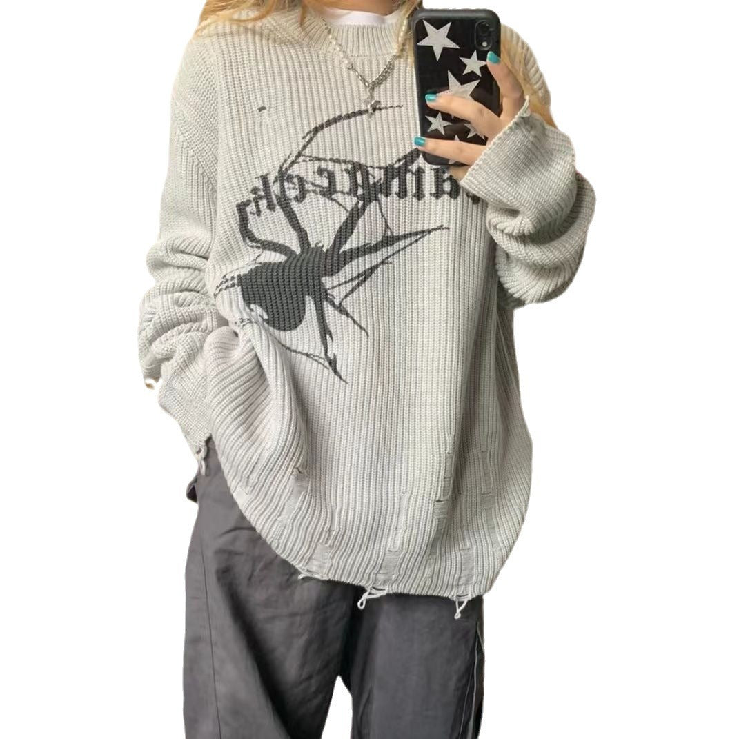 Damen Oversized Pullover mit kreativem Spinnenmotiv WOLFF