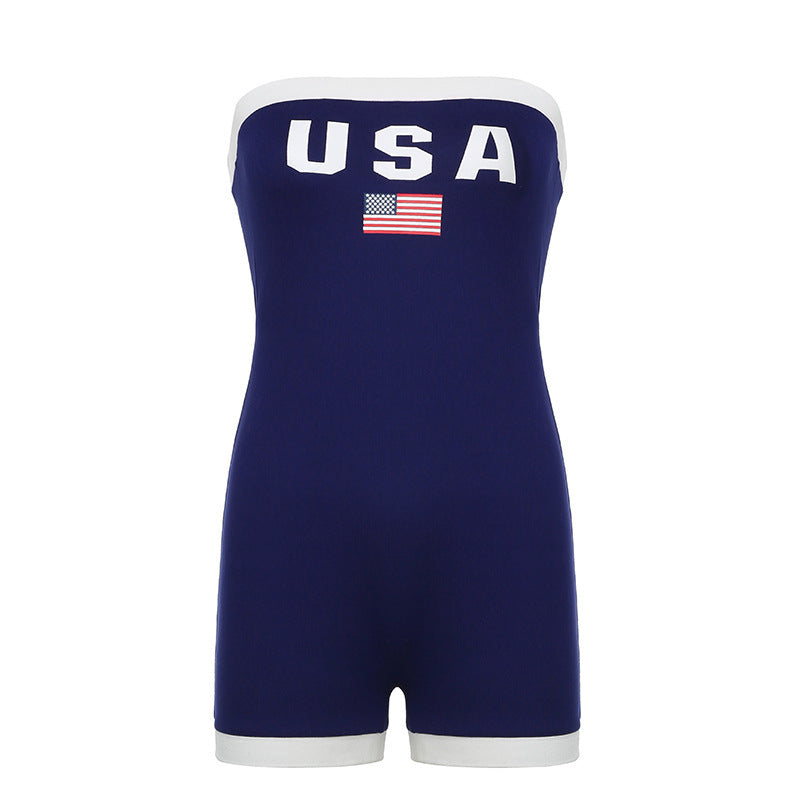 Damen Badeanzug im ansprechenden Bandeau-Design mit USA-Flagge WOLFF