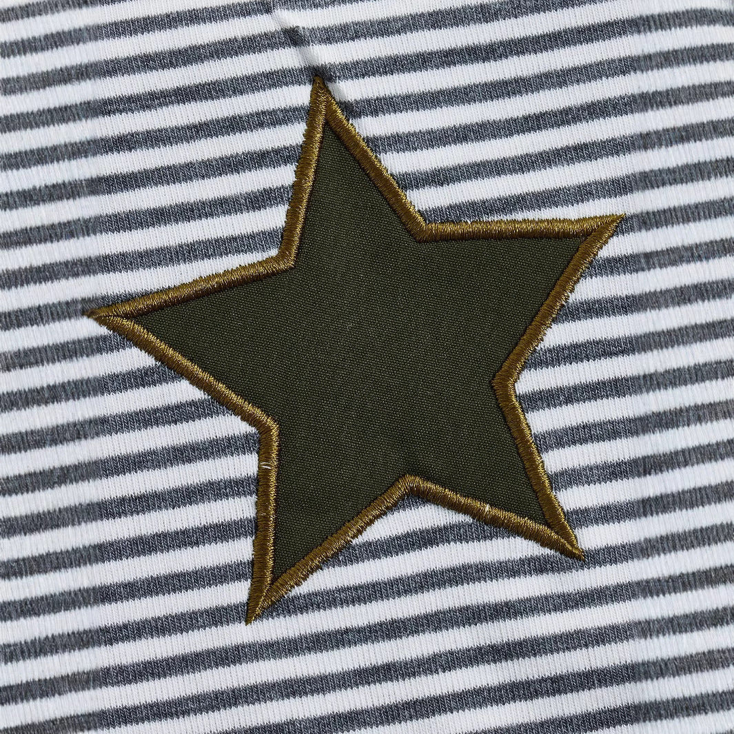Damen Spitzen-Top mit grafischem Star-Print und Streifenmuster WOLFF