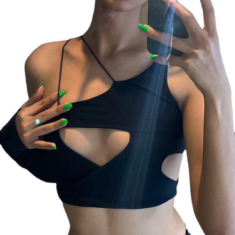 Damen asymmetrisches Crop-Top mit verstellbaren Trägern