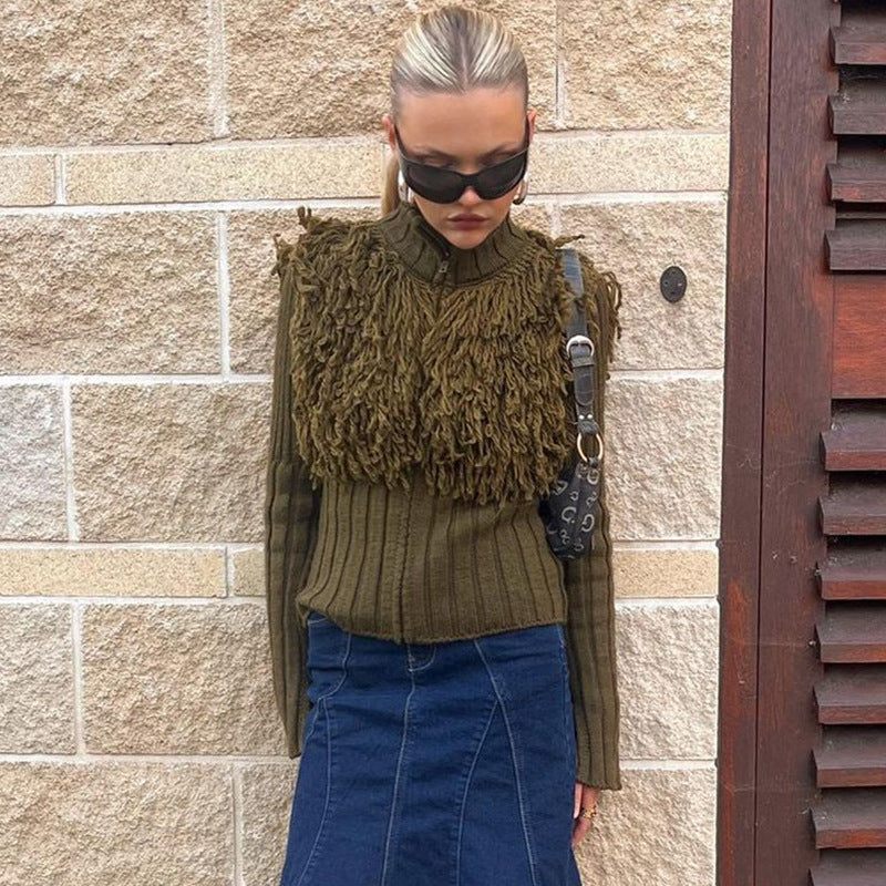 Damen Pullover mit strukturiertem Fransendesign WOLFF