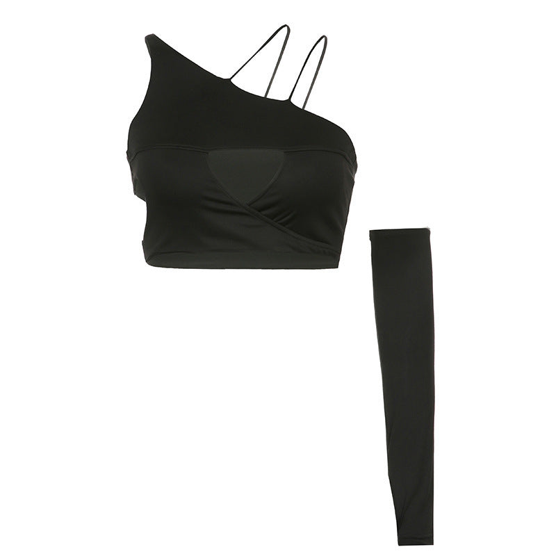 Damen asymmetrisches Crop-Top mit verstellbaren Trägern