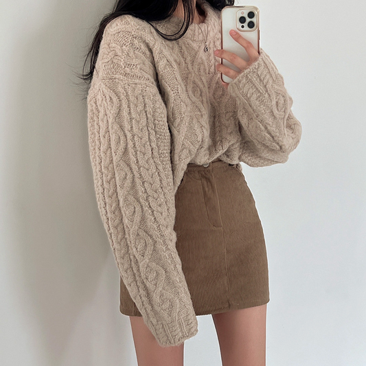 Damen kurzer oversized Strickpullover