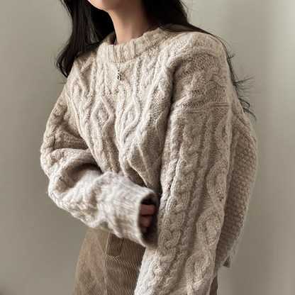 Damen kurzer oversized Strickpullover