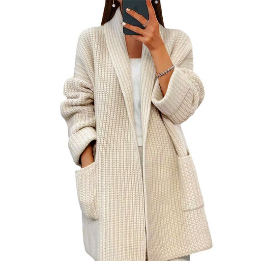 Damen Oversize Strickjacke mit Taschen