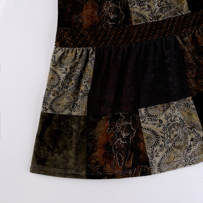 Damen Patchwork Maxirock aus Samt