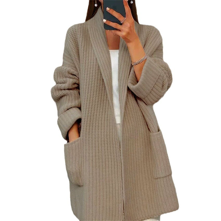 Damen Oversize Strickjacke mit Taschen