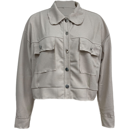 Damen stylische Übergangsjacke mit Waffelstruktur und aufgesetzten Taschen