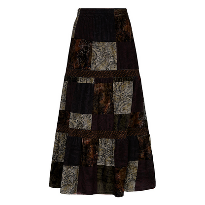 Damen Patchwork Maxirock aus Samt