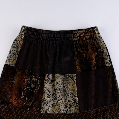 Damen Patchwork Maxirock aus Samt