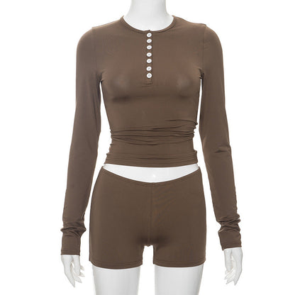 Damen Sportliches Langarmoberteil mit figurbetontem Schnitt und komfortablen Shorts WOLFF