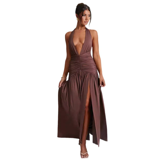 Damen Maxikleid mit verführerischem V-Ausschnitt und raffiniertem Rüschendesign WOLFF