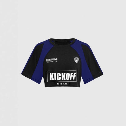 Damen verspieltes Crop-Top mit sportlichem Grafikdruck und kurzen Ärmeln WOLFF