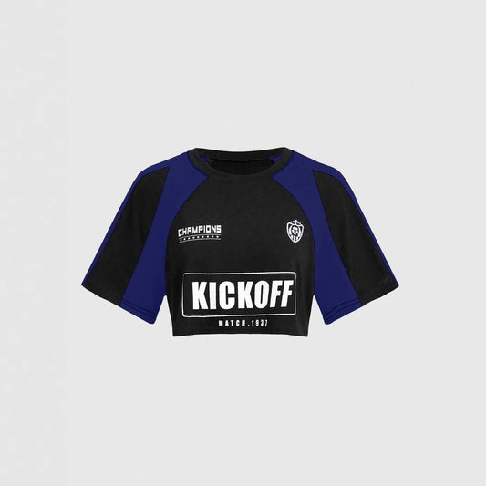 Damen verspieltes Crop-Top mit sportlichem Grafikdruck und kurzen Ärmeln WOLFF
