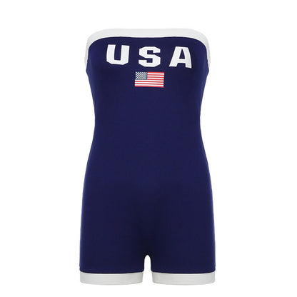 Damen Badeanzug im ansprechenden Bandeau-Design mit USA-Flagge WOLFF