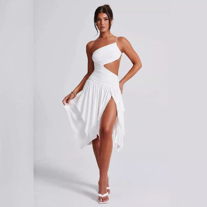 Damen asymmetrisches Cut-Out Kleid mit elegantem Wickeldesign und hohem Schlitz WOLFF