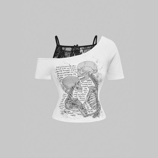 Damen Oberteil mit kreativem Skelett-Design und transparenten Spitzendetails WOLFF