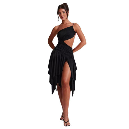 Damen asymmetrisches Cut-Out Kleid mit elegantem Wickeldesign und hohem Schlitz WOLFF