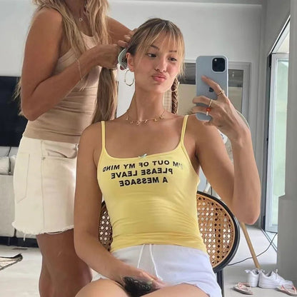 Damen Spaghetti-Trägershirt mit kreativem Grafikdruck WOLFF