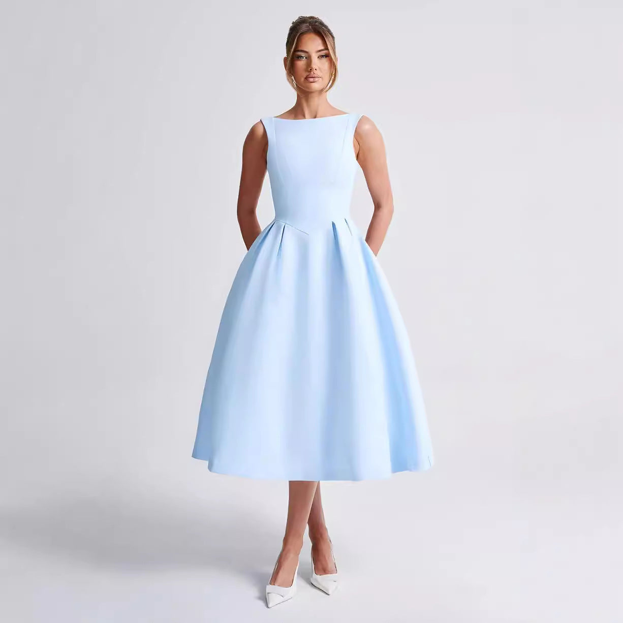 Damen Elegantes Kleid mit tailliertem Oberteil und fließendem Rock WOLFF