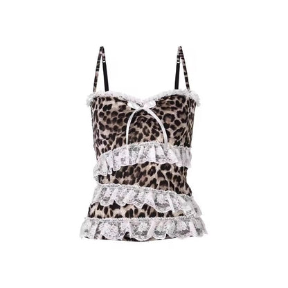 Damen Top mit Leopardenmuster und zarten Rüschendetails WOLFF