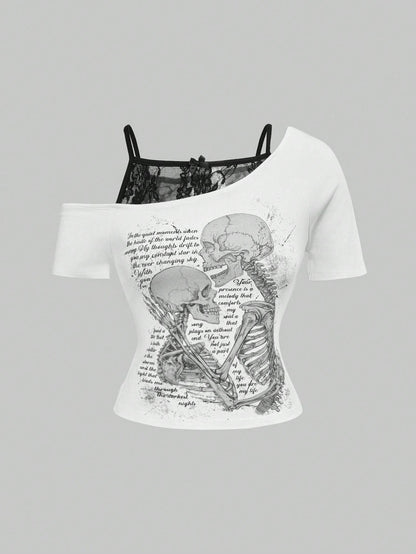 Damen Oberteil mit kreativem Skelett-Design und transparenten Spitzendetails WOLFF